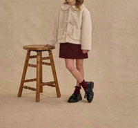 Rylee + Cru Shearling Collared Coat in natural 1 - kids' jacket - detail view