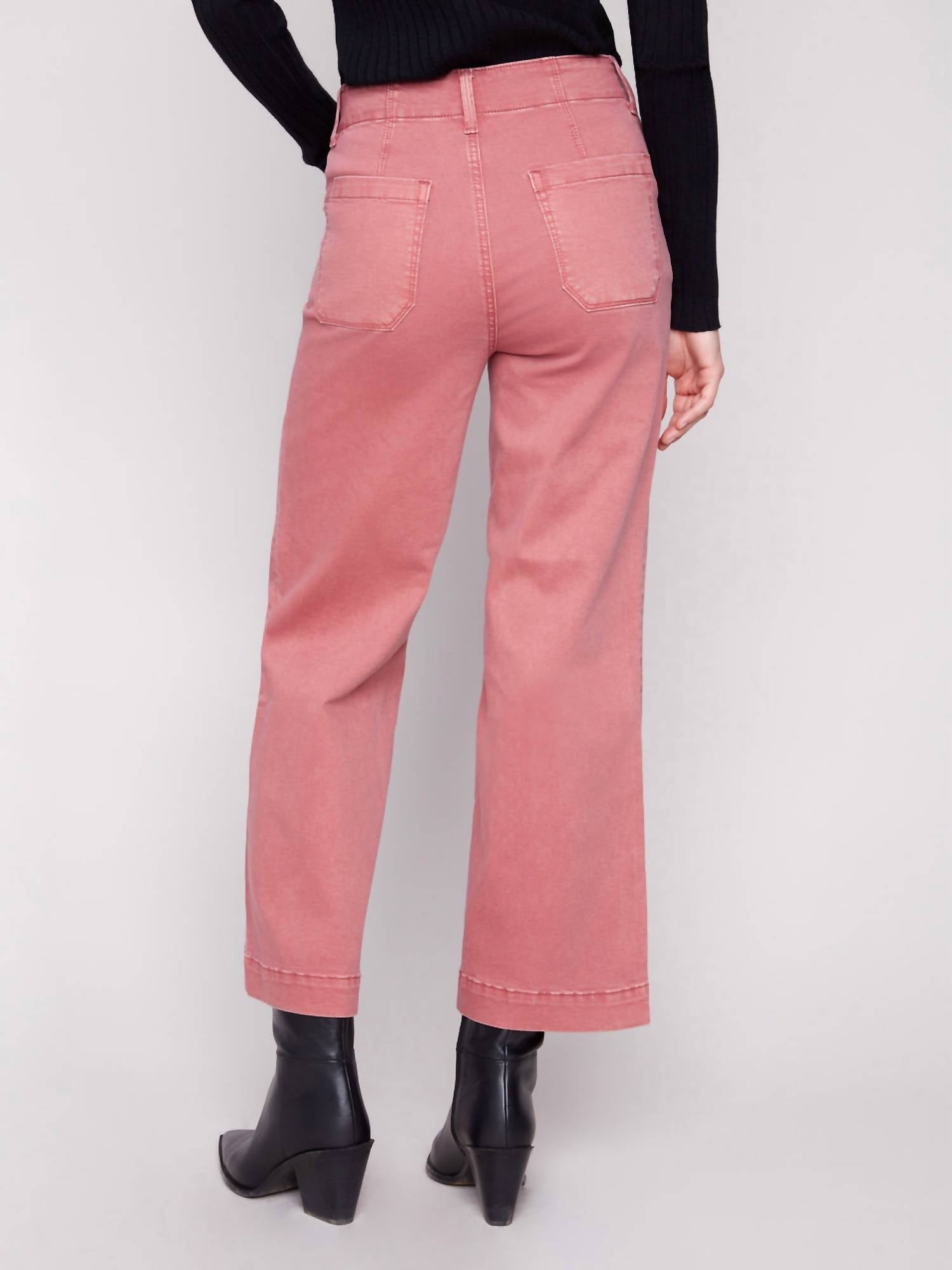 Charlie B - Cropped Wide Leg Stretch Twill Pants