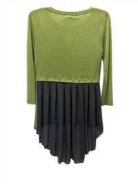 Cousin Earl Women Hilo Scoop Neck Tunic in lime with gray - women's shirt - detail view