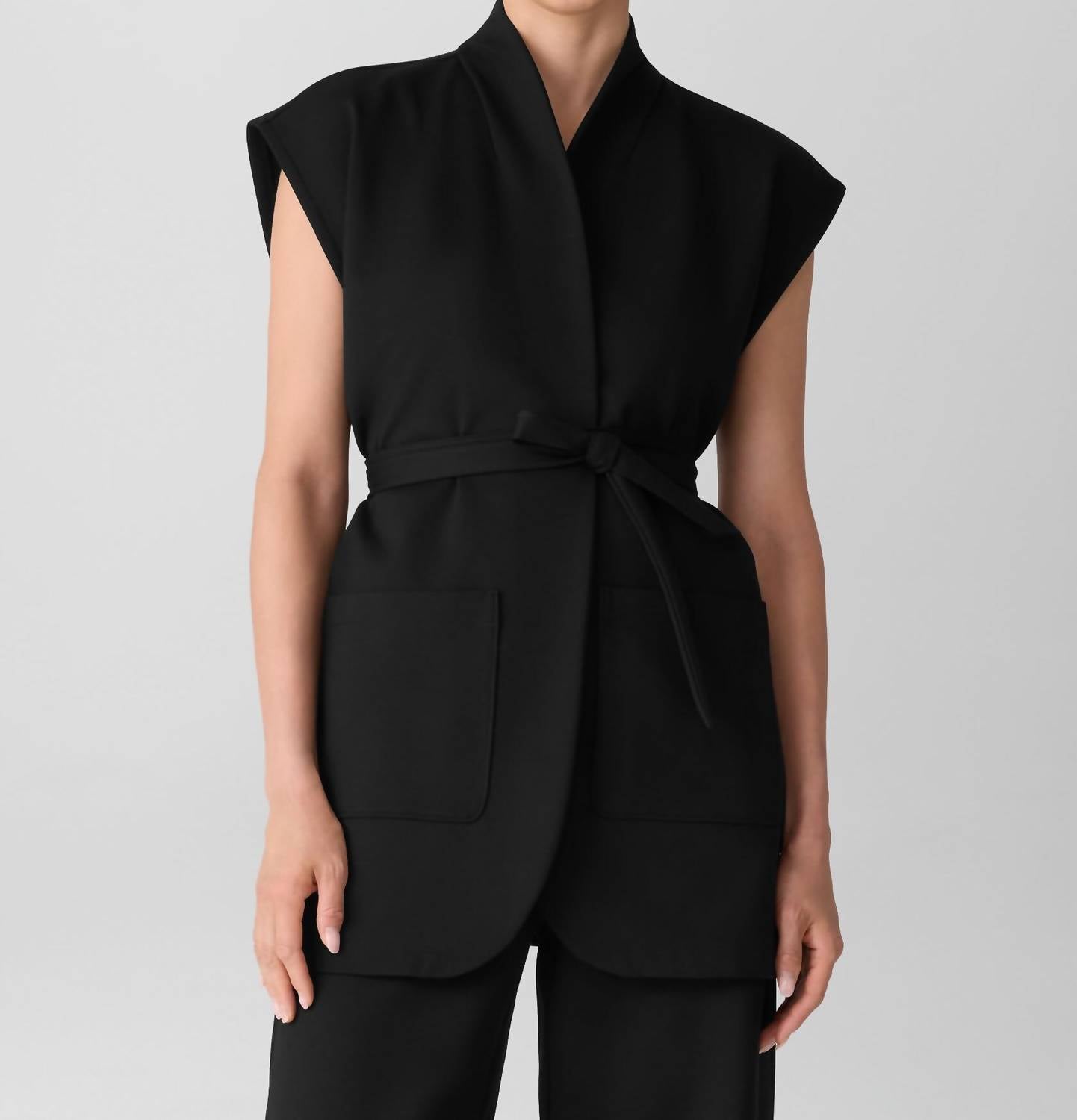 Eileen Fisher - Women's High Collar Long Vest