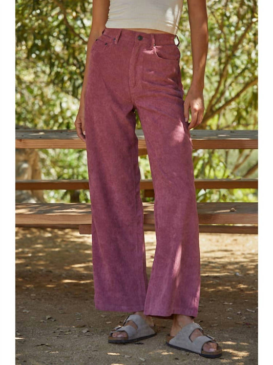 By Together - Woven Corduroy High Waisted Straight Fit Pants