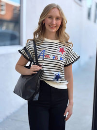 Dear Lover - Sequin America Star Graphic Flutter Sleeve Top
