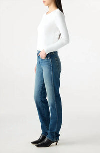 AMO Mira Mid Rise Relaxed Leg Jeans in fancy - women's jeans - alternate view
