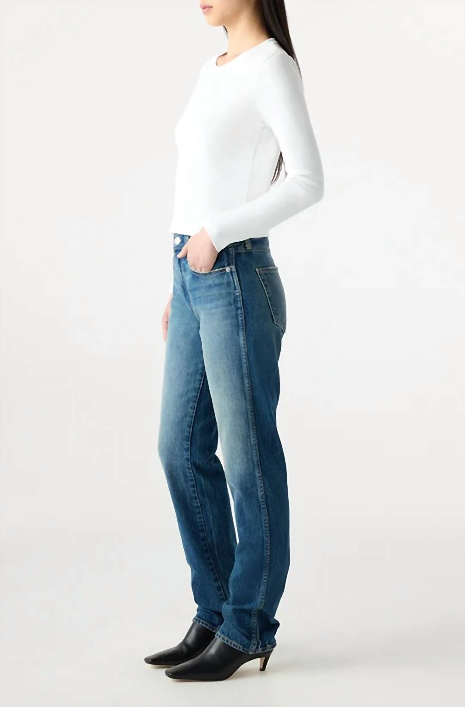AMO Mira Mid Rise Relaxed Leg Jeans in fancy - women's jeans - alternate view