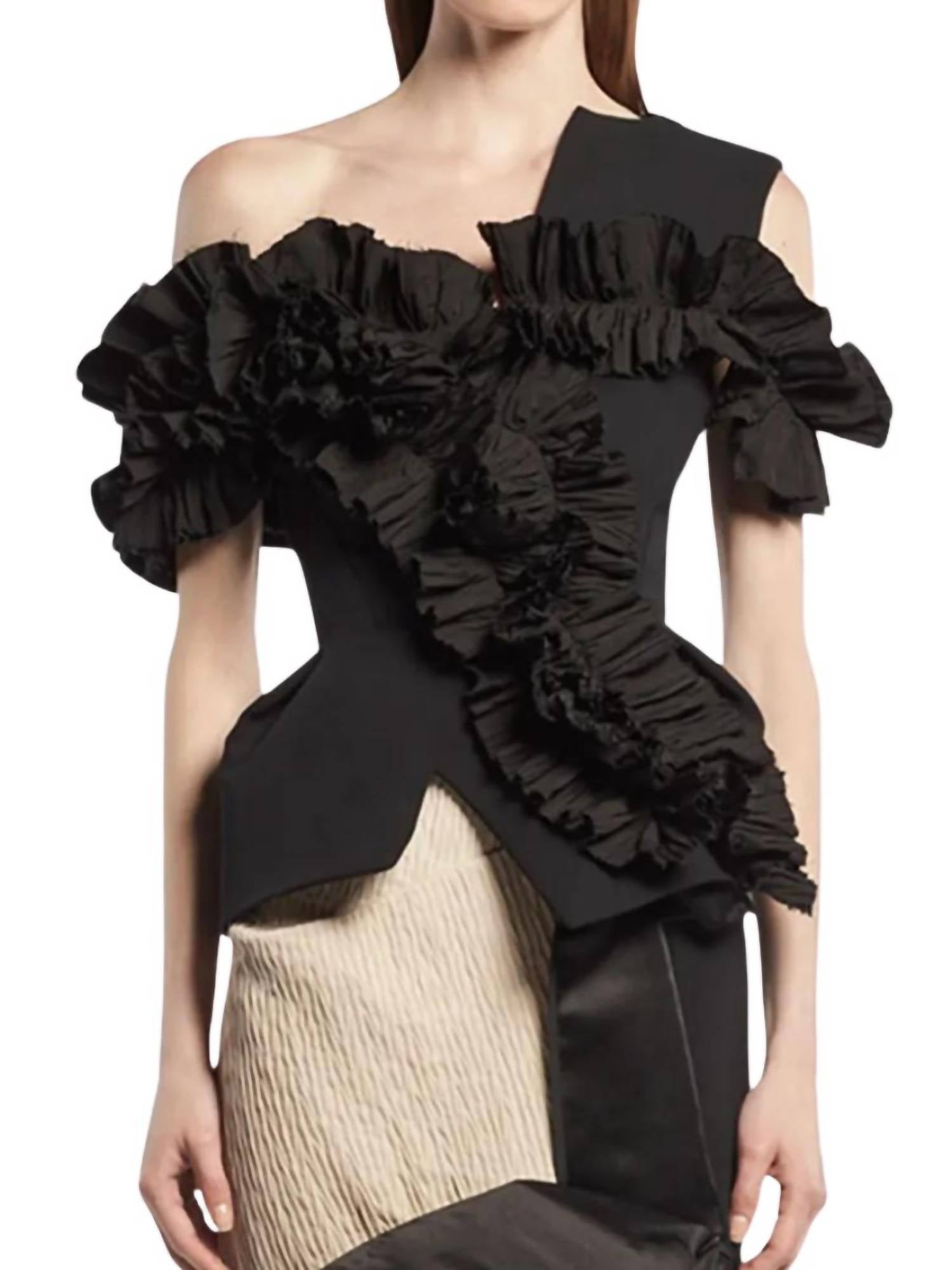 Maticevski - Dark Rose Ruffled Top