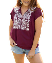 Layerz Clothing - Aztec Embroidered Top