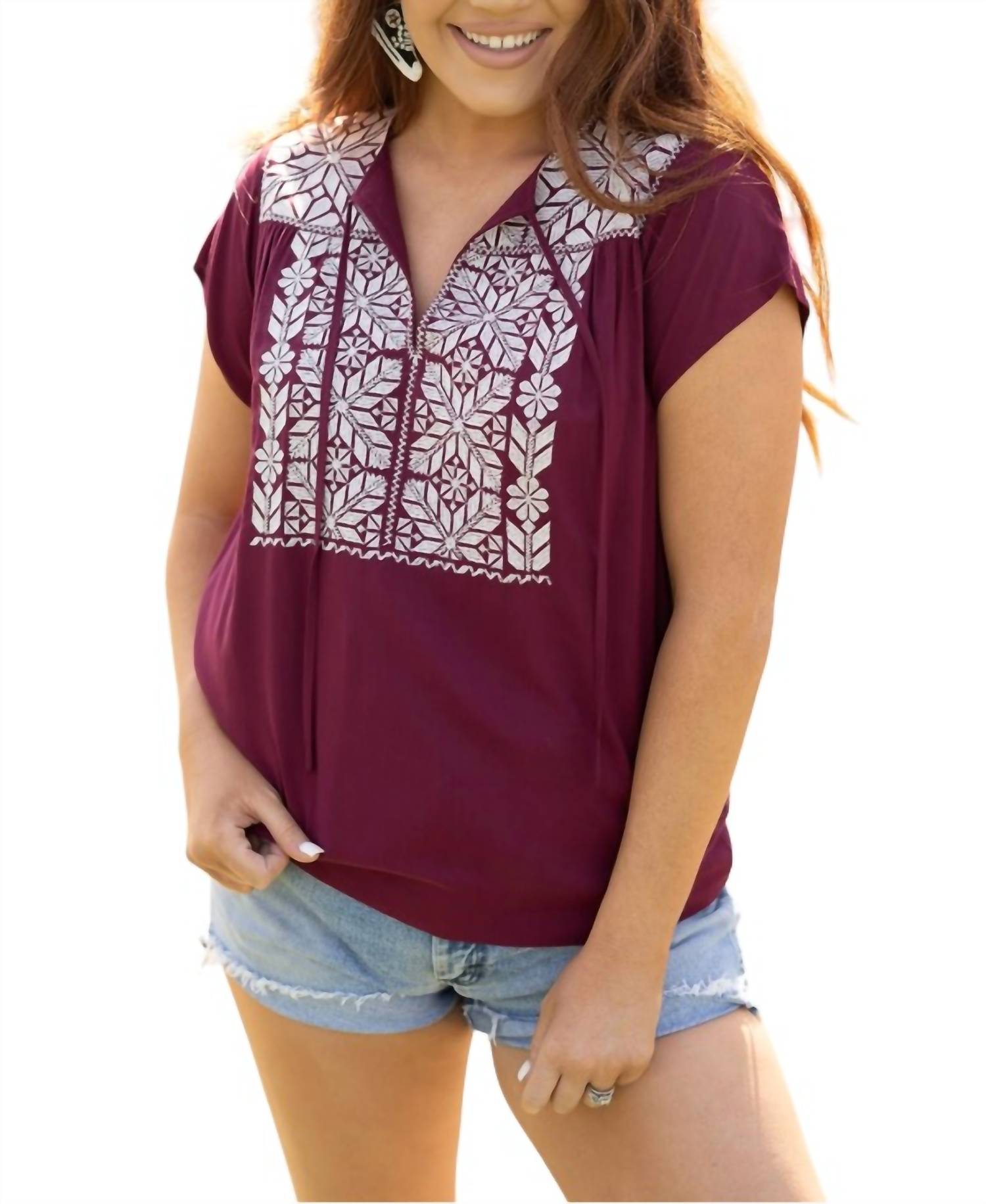 Layerz Clothing - Aztec Embroidered Top