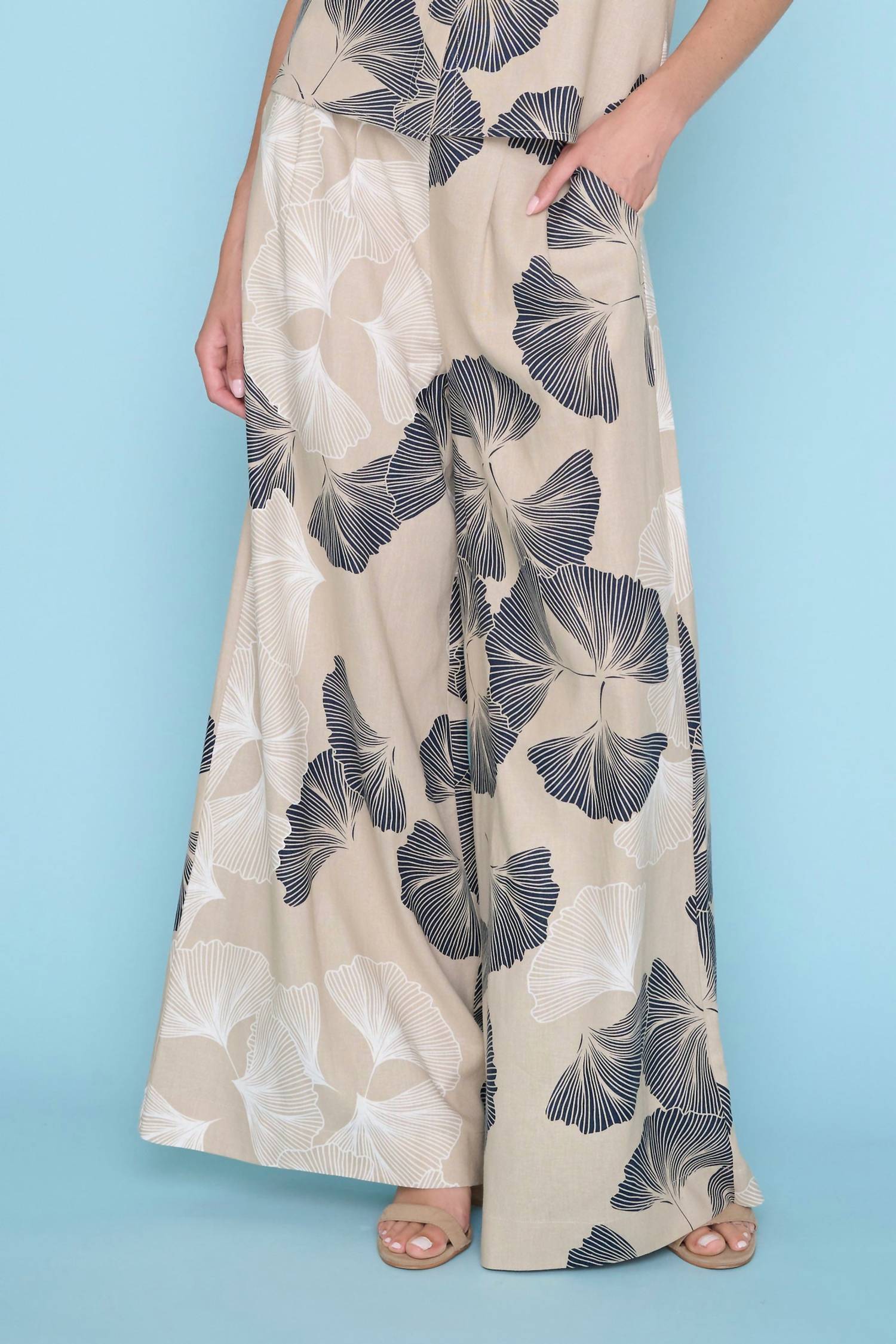 Picadilly - Coastal Ginkgo Breeze Palazzo Pants
