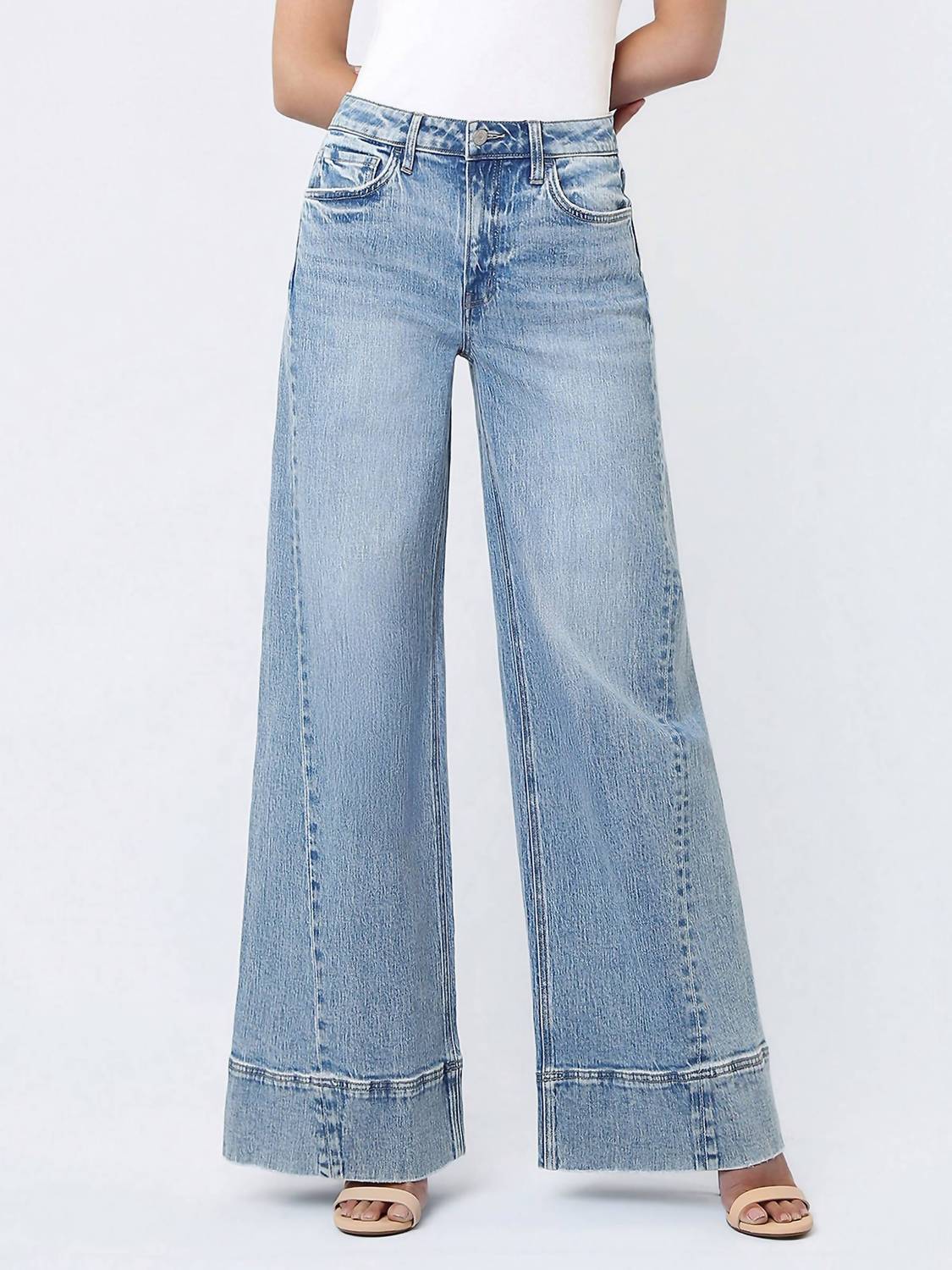 Vervet By Flying Monkey - April Wrap Seam Wide Leg Jeans