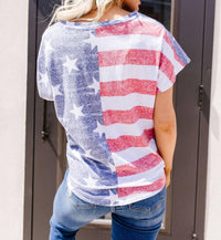 American Pride Tie Front Top