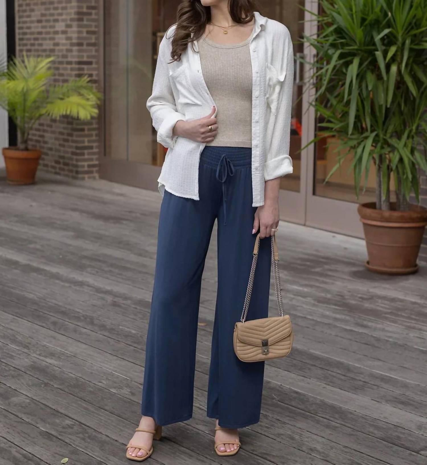Grace And Lace - Smocked Wide Leg Pant