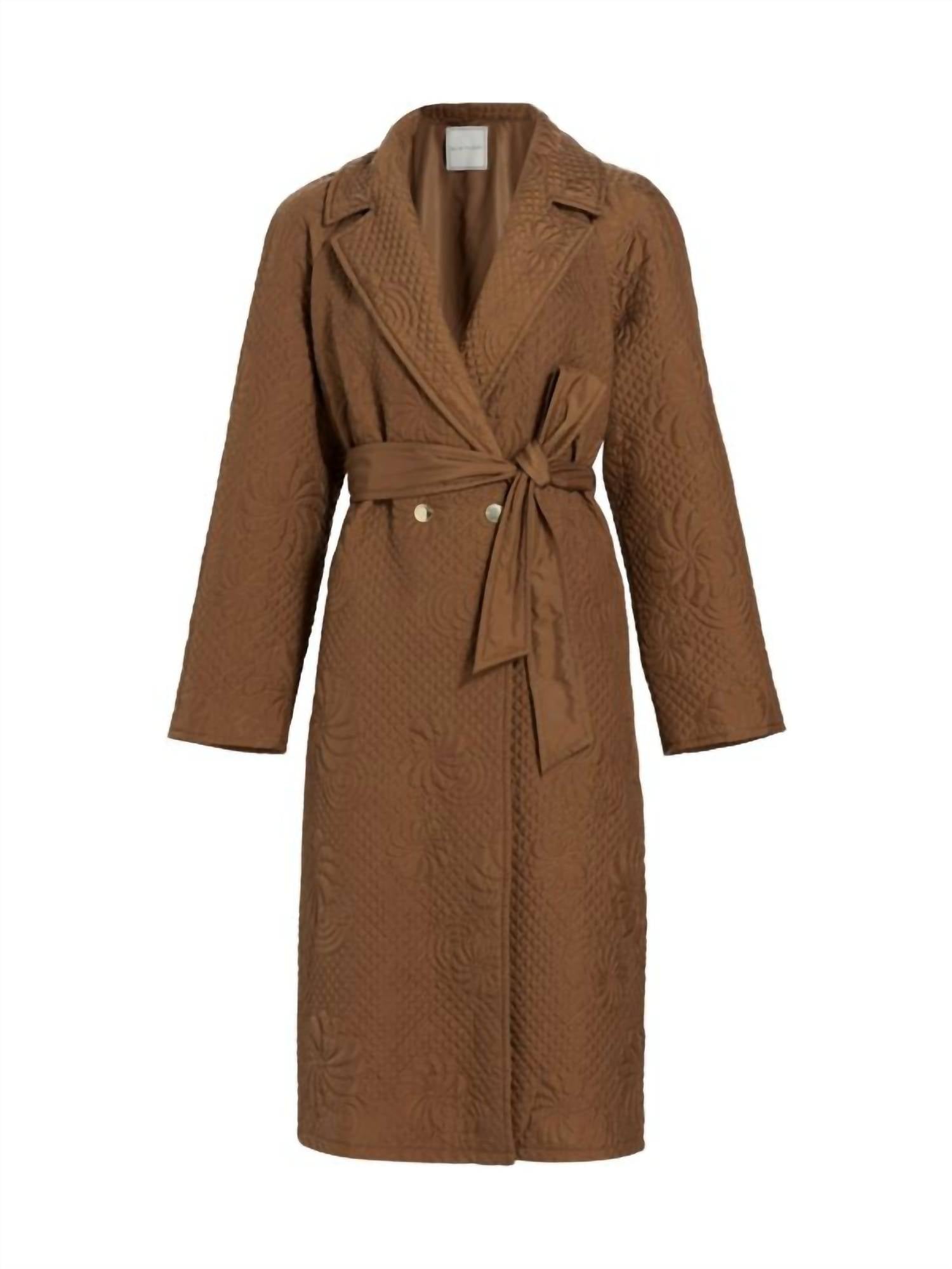 Elie Tahari - Women's Quilted Floral Stitch Wrap Coat
