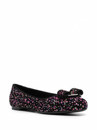 Salvatore Ferragamo Women's Varina Leather Ballerina Shoe in black - women's flats - detail view
