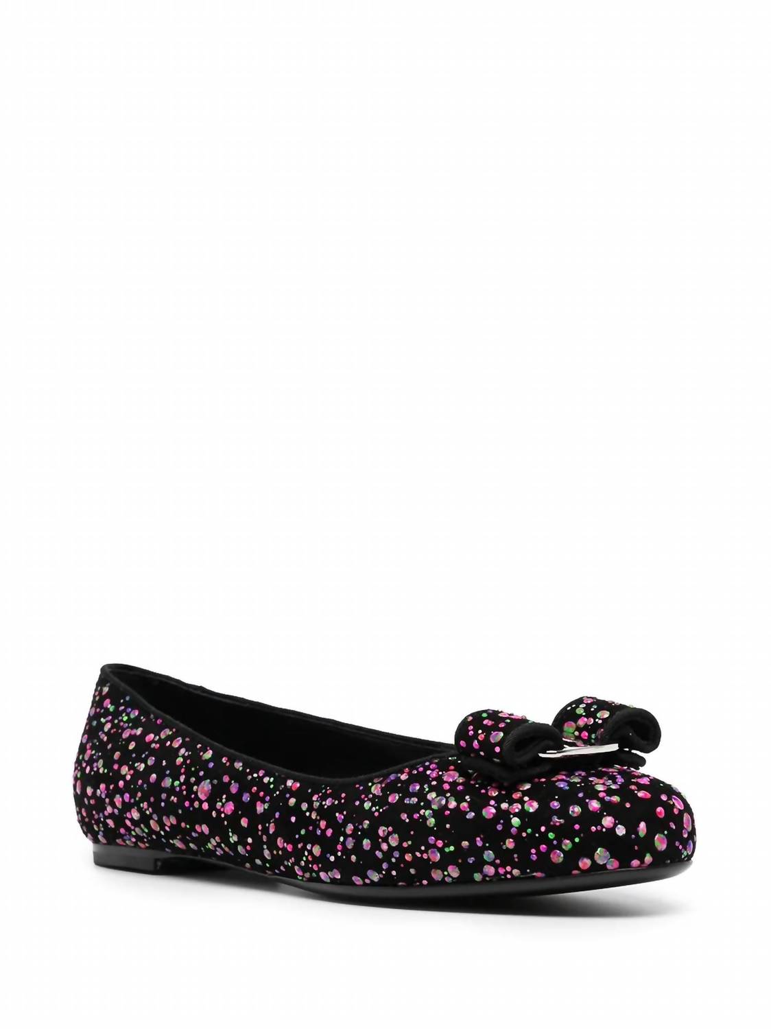 Salvatore Ferragamo Women's Varina Leather Ballerina Shoe in black - women's flats - detail view