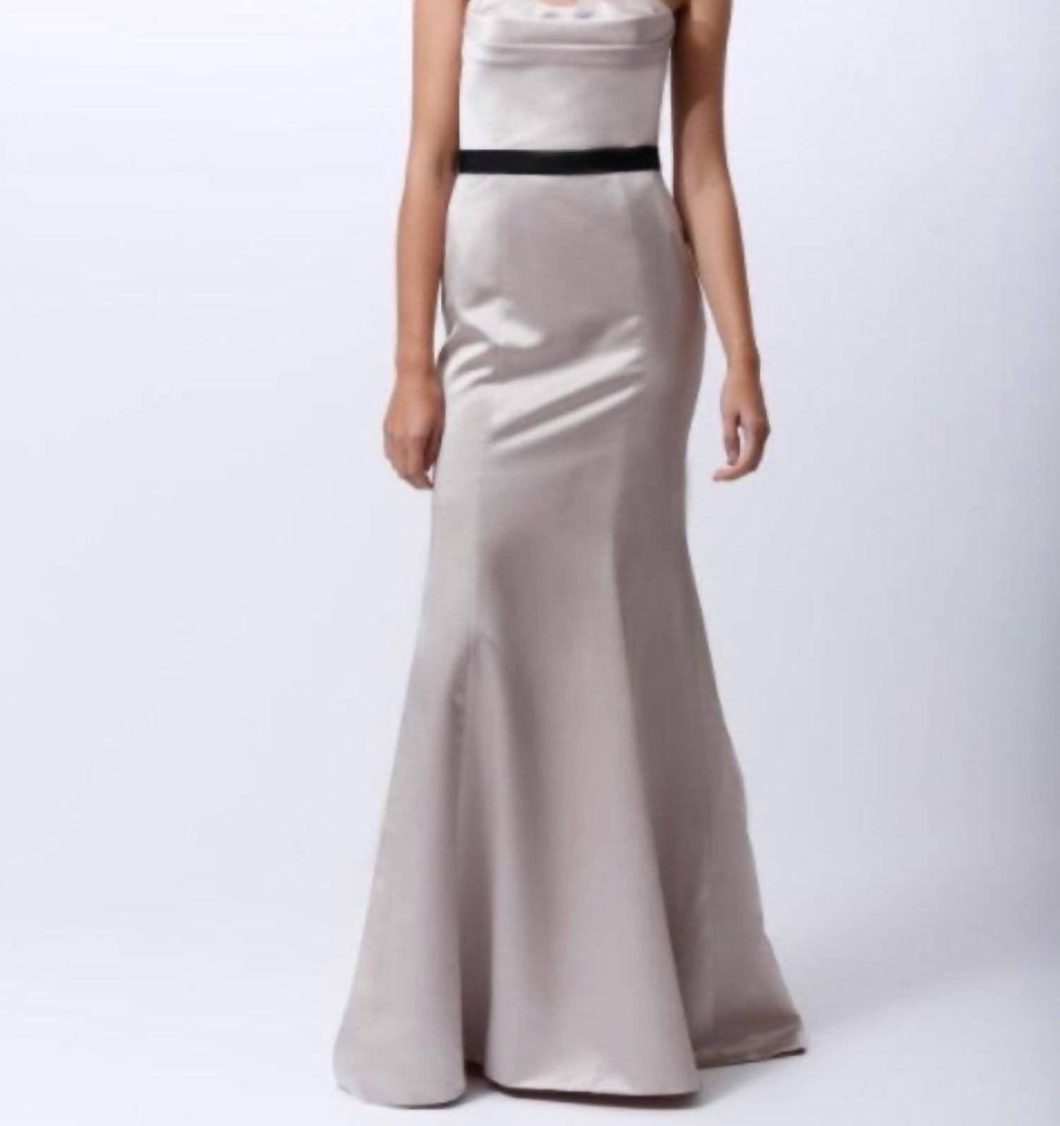Badgley Mischka - Strapless Satin Evening Gown
