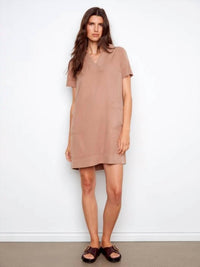 Charlie B - Collared V-Neck Tencel Mini Dress