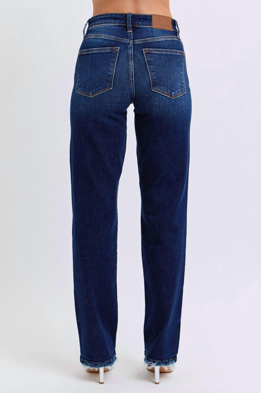 Judy Blue - Fray Hem Straight Leg Jeans