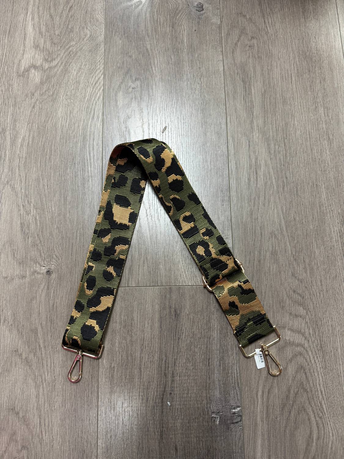 AHDORNED Army Leopard Guitar Strap in gold hardware - women's item