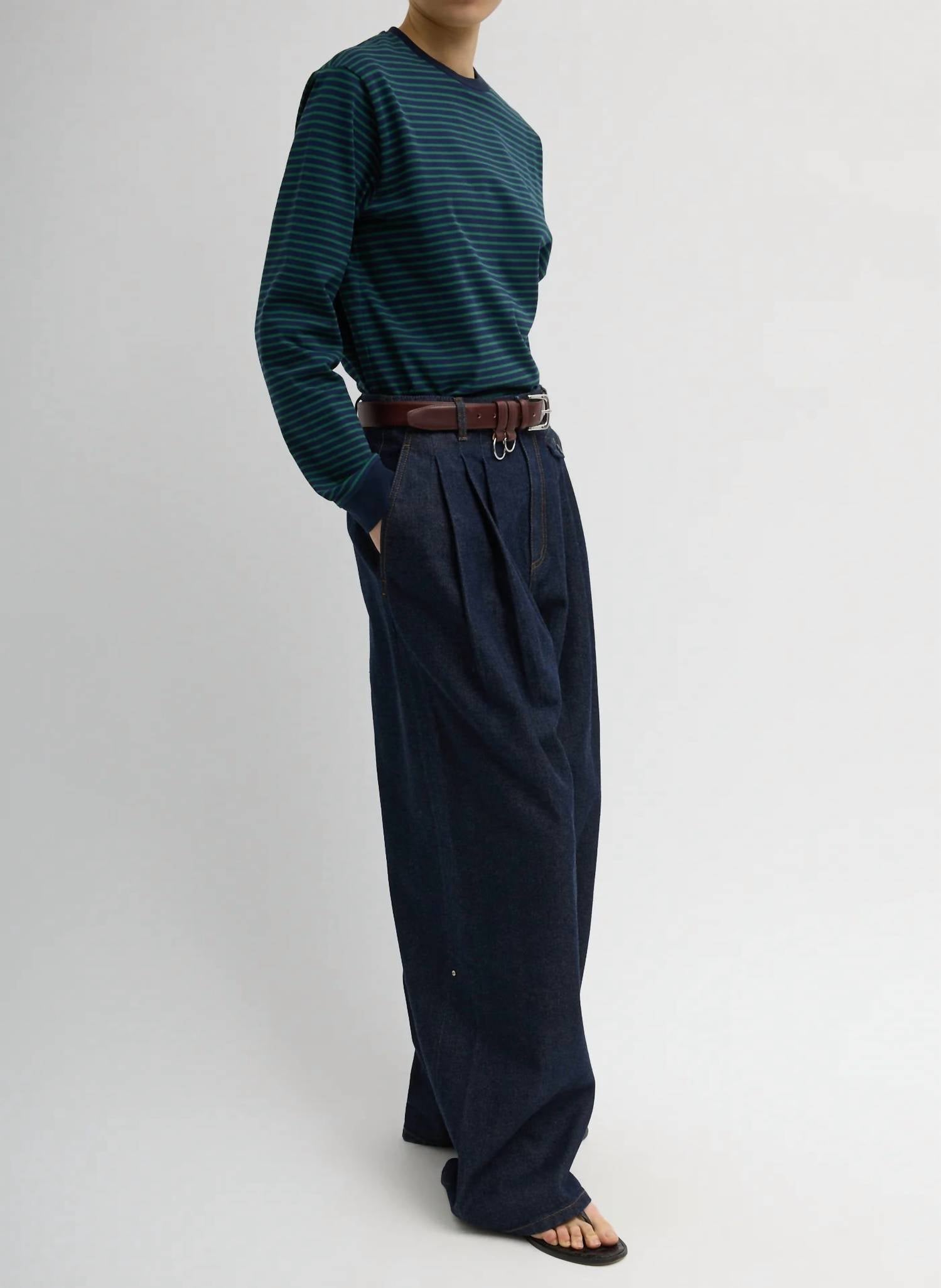 Tibi - Denim Triple Pleat Jean