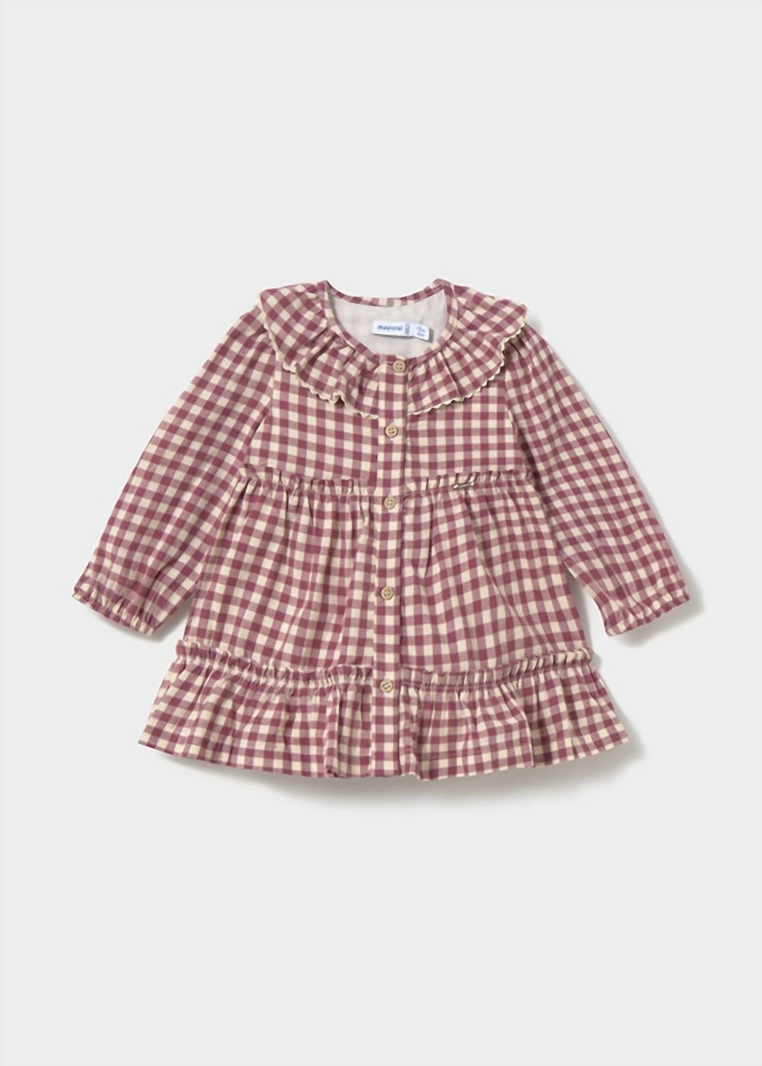 Mayoral - Girl's Gingham Long Sleeve Dress