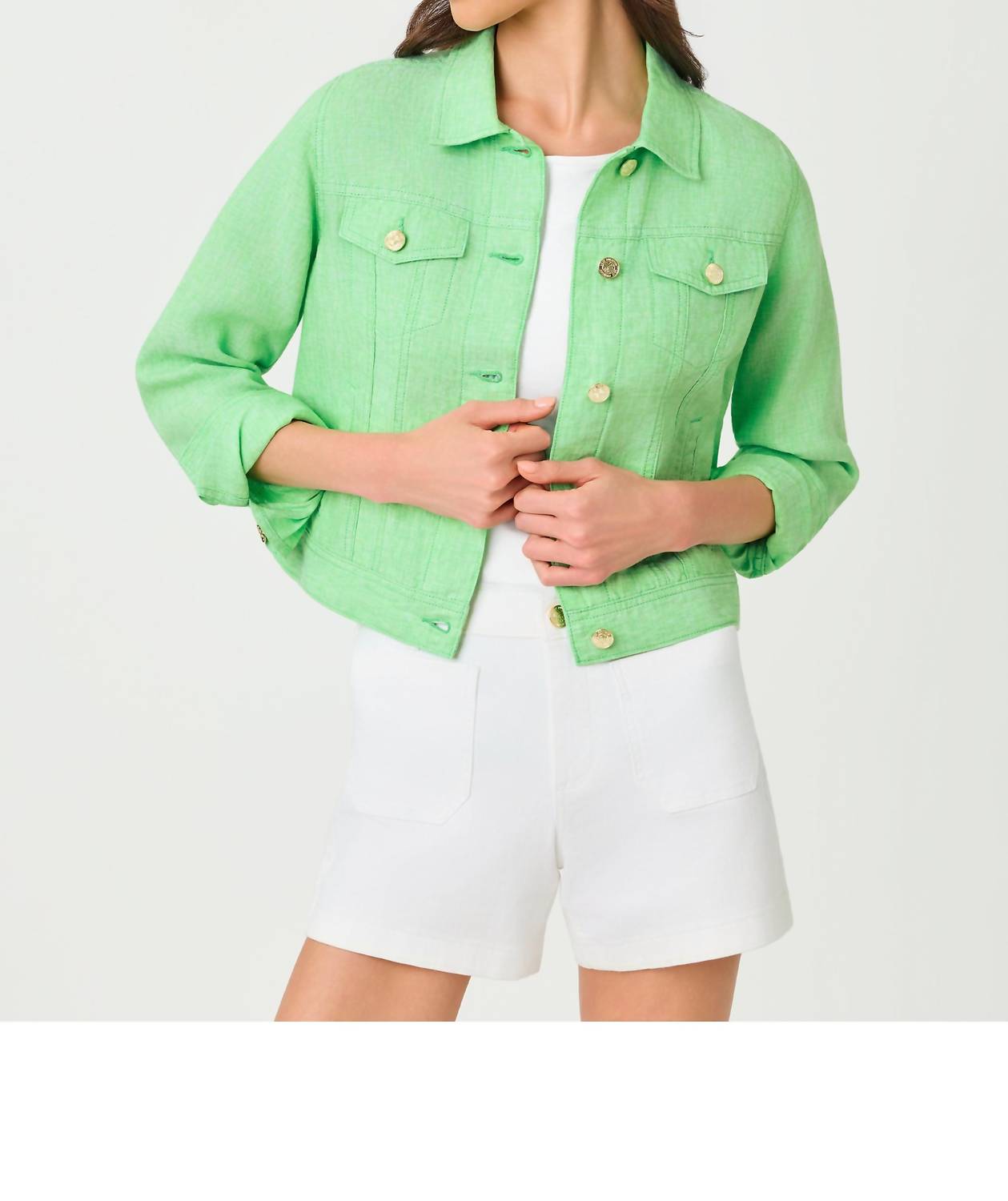 Lilly Pulitzer Seaspray Linen Jacket in jackfruit - women's jacket