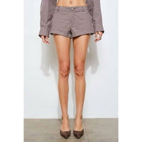 Loucia - Soft Woven Plaid Mini Shorts