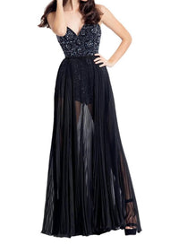 Rachel Allan - Floral Applique Romper With Detachable Chiffon Skirt