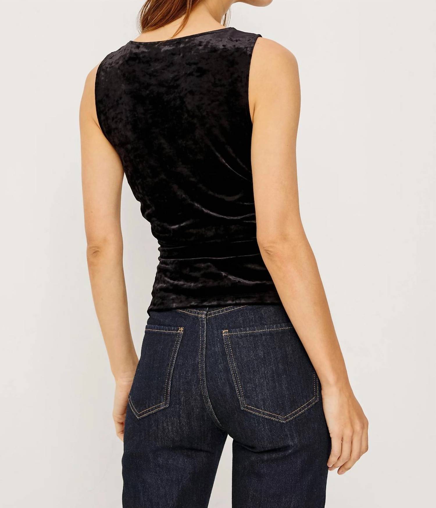Rails Fete Sleeveless Velvet Top in black - women's tank top - detail view