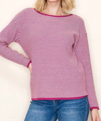 STACCATO Ayers Boatneck Long Sleeves Sweater in berry - women's sweater - alternate view