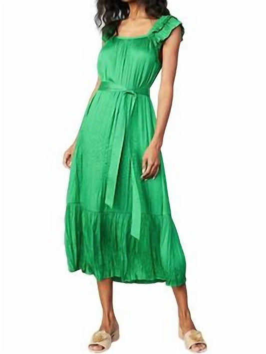 Current Air - Crinkled Ruffled Shoulder Midi Dress