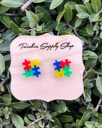 Twinkies Supply Shop - Women's Autism Puzzle Piece Stud Earrings