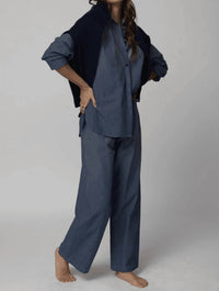 Stillwater Denim Chambre Favorite Shirt in indigo - women's shirt - detail view