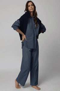 Stillwater Denim Chambre Favorite Shirt in indigo - women's shirt - alternate view