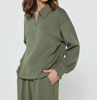 Current Air - Collared Half-zip Pullover Sweatshirt