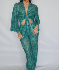 Elan - Emerald Serpent Sheer Beach Pants