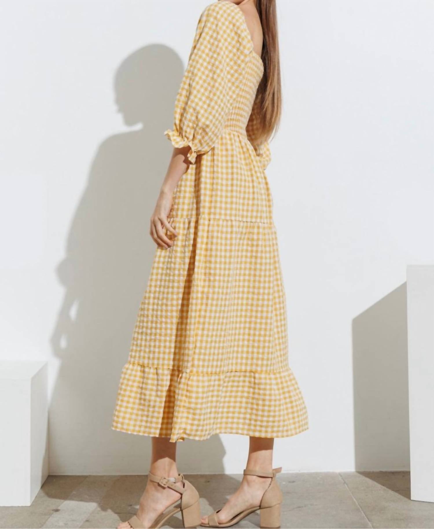 Polagram - Sunshine Smocked Bodice Midi Dress
