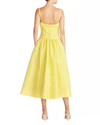 Ml Monique Lhuillier - Daffodil Jacquard Fit And Flare Midi Dress