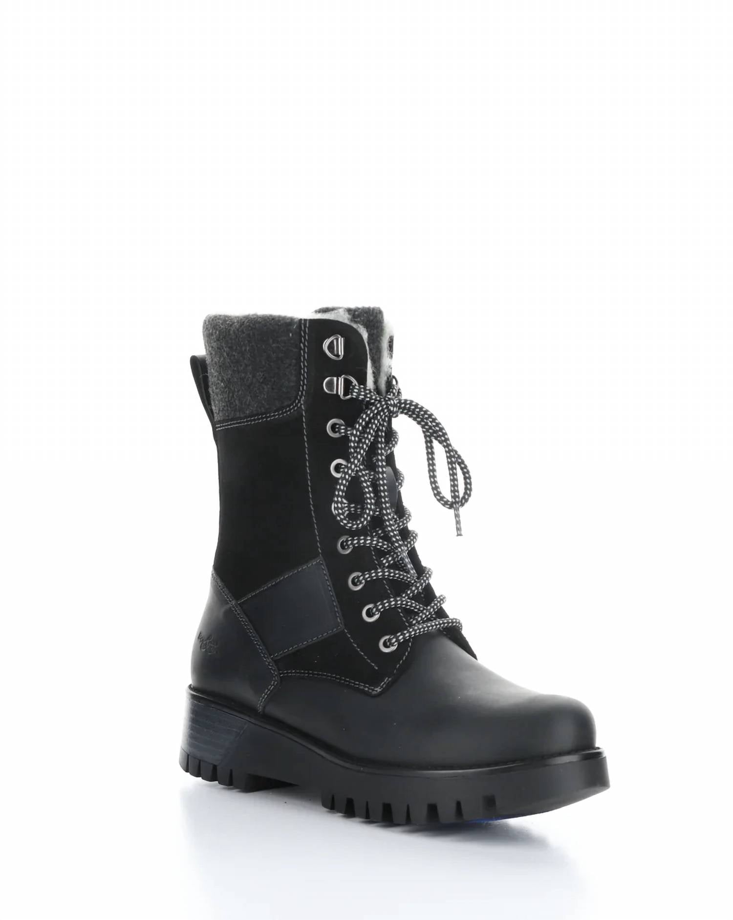 Bos. & Co. Women's Genus Waterproof Platform Boots in black - women's shoe - detail view