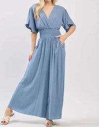 Final Touch - The Summer Muse Gauze Smocked Waist Jumpsuit