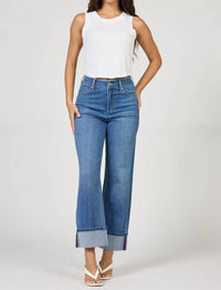 DEAR JOHN DENIM Holly High Rise Cuffed Hem Straight Leg Jeans in abbey road - women's jeans - view 4