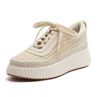 Jellypop - Women's Lace Up Platform Woven Sneakers