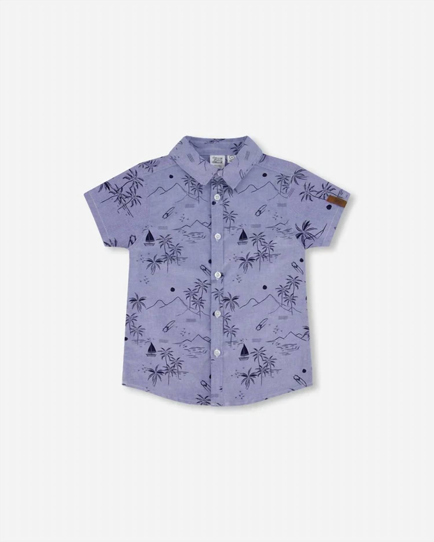 Deux Par Deux - Boys' Printed Chambray Shirt
