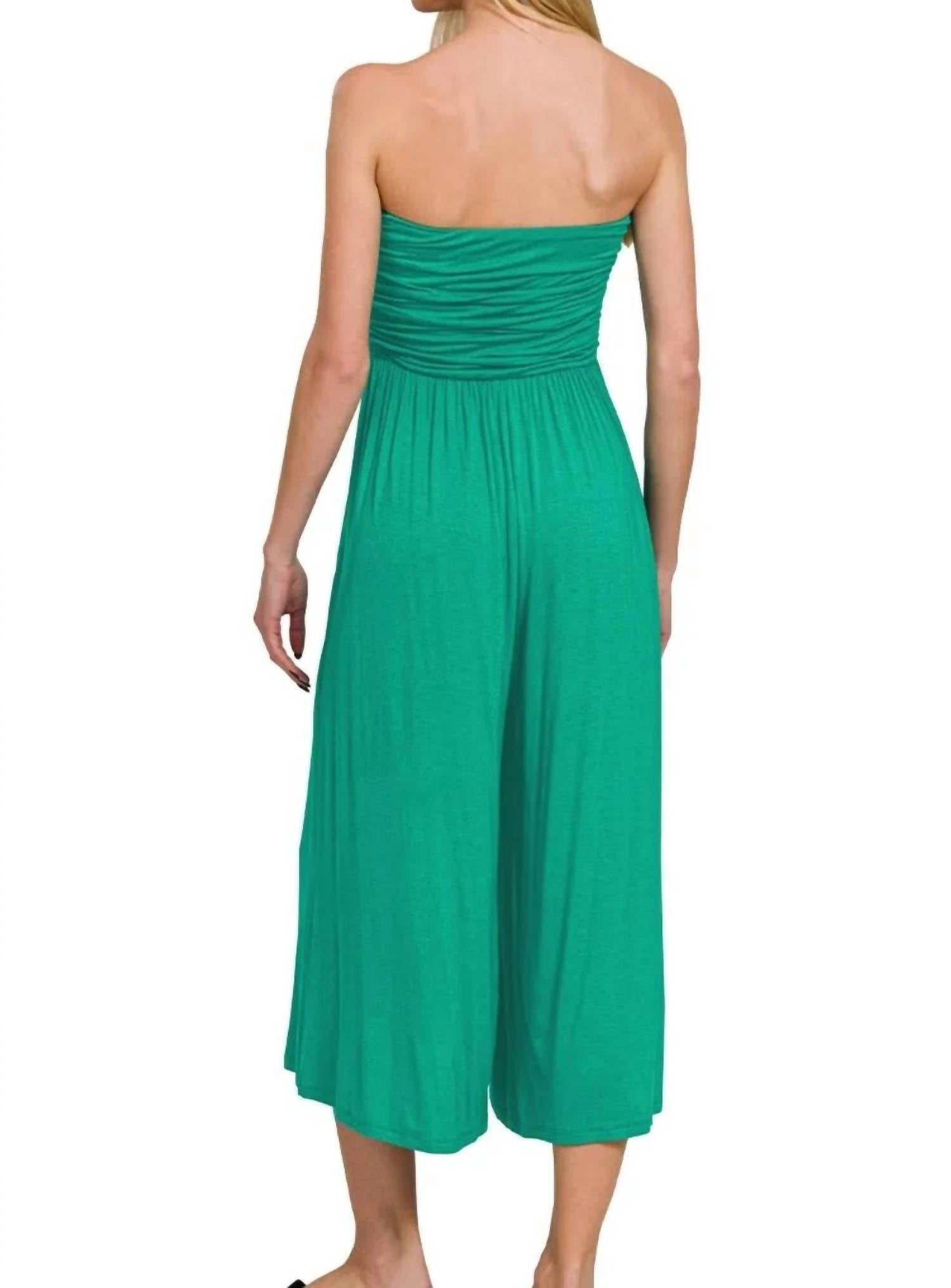 Zenana - Double Layered Strapless Tube Top Jumpsuit