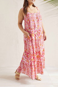TRIBAL Sleeveless Maxi Dress With Pockets - Plus in amberglow - women's dress - detail view
