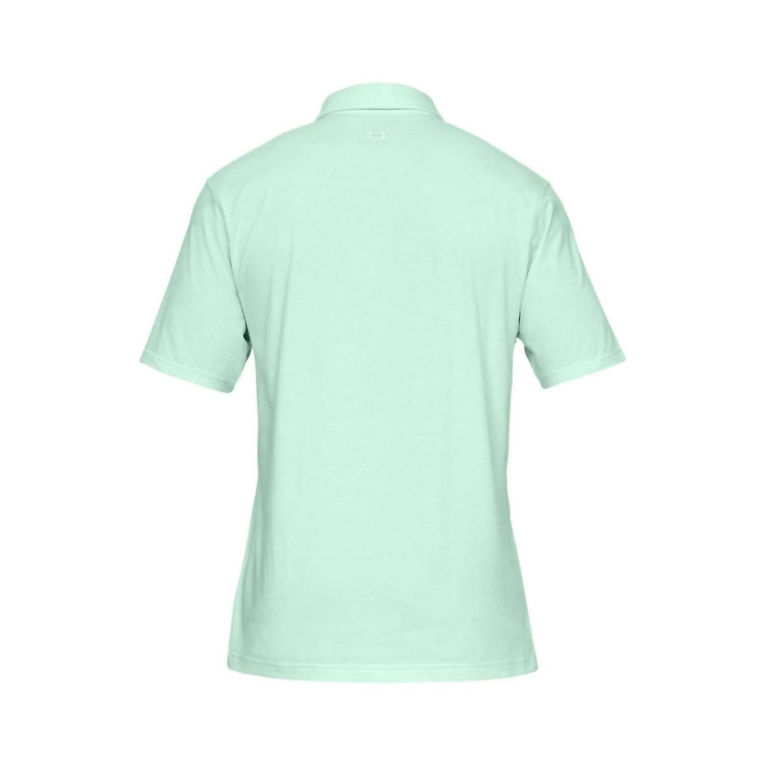 UNDER ARMOUR Men's Charged Cotton Scramble Golf Polo Shirt Top in aqua foam - men's shirt - detail view