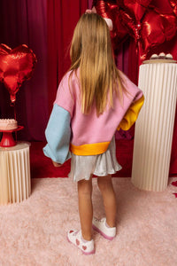 Queen Of Sparkles - Kids Colorblock Be Mine Sweater