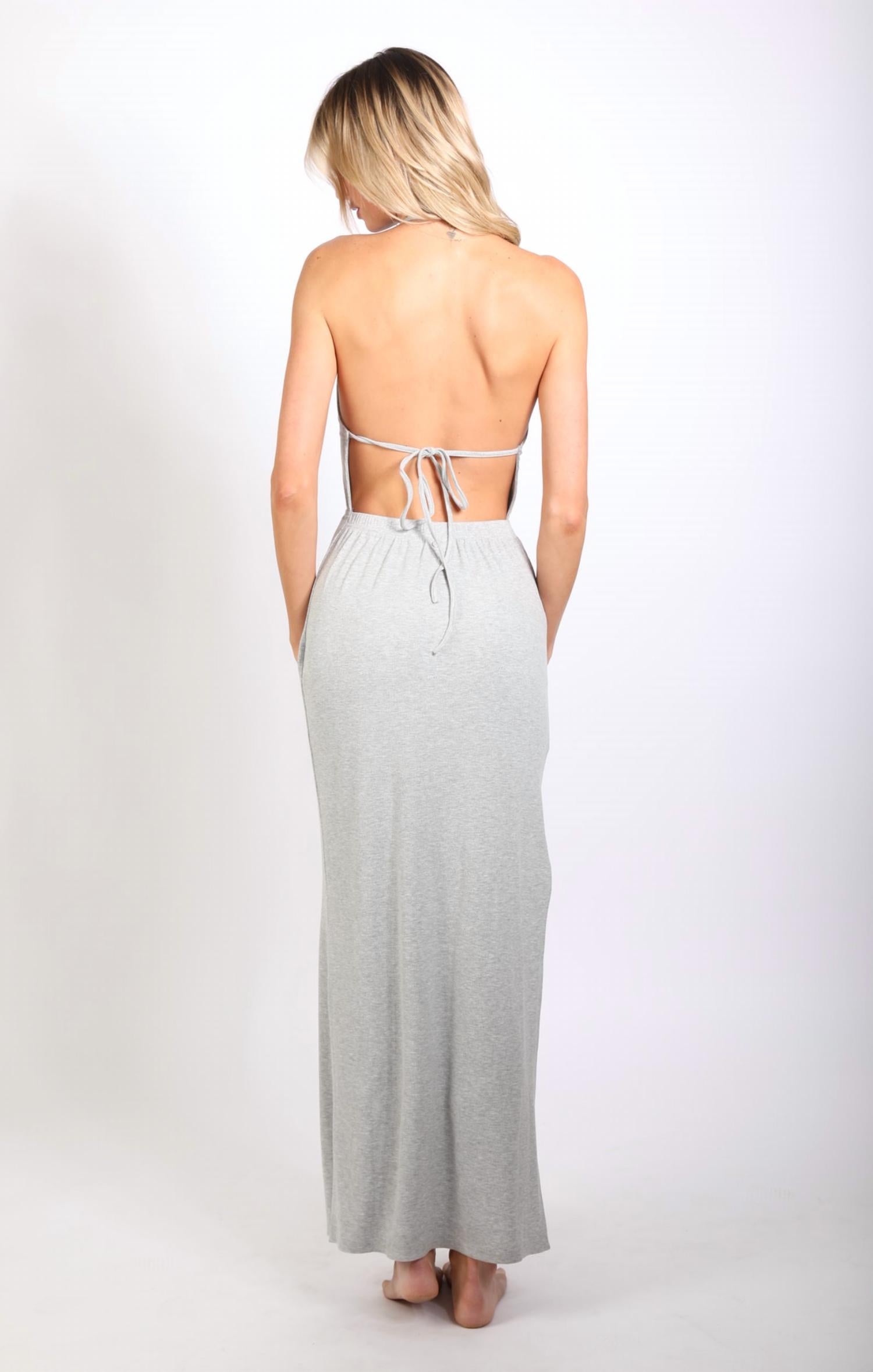 Rusty Quincy Slip Maxi Dress in grey heather - women's dress - alternate view