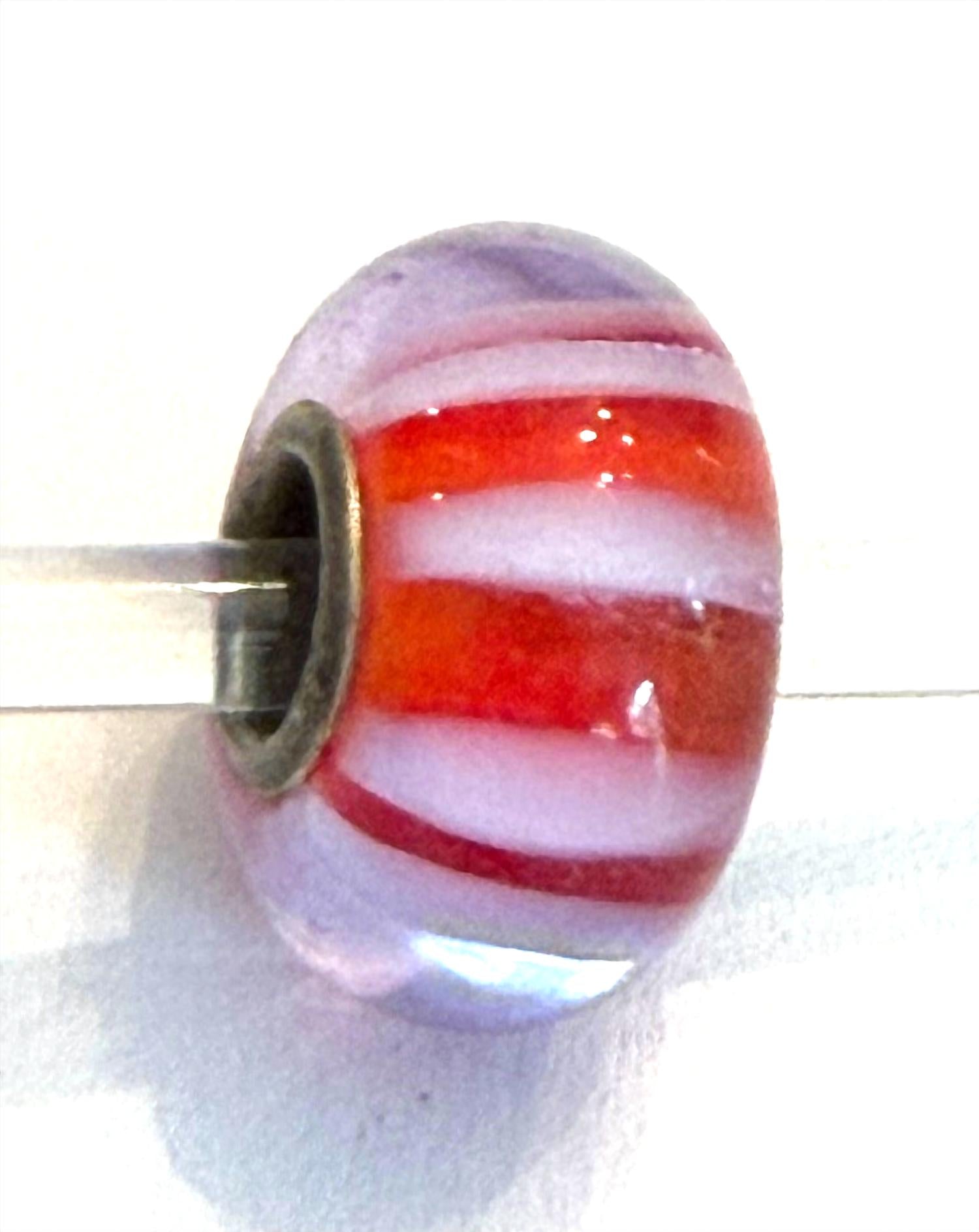 Trollbeads Women's Universal Charm Bead in unique red lilac stripes bead - women's item