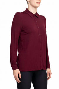 T Tahari - Collar Neck Cuff Button Detail Blouse
