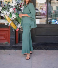 Easel - Earthy Elegance Wide-leg Pants